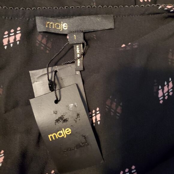 Maje Black Litea Printed Voile Blouse Size S - Picture 11 of 12